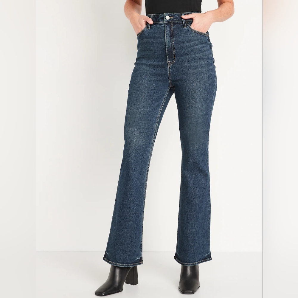 Old Navy GAP Dark Wash Higher High-Waisted Flare Jeans